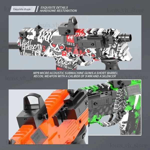 Arma Brinquedos MP9 Toy Gun Espuma Elétrica Dart Blaster Gun Soft Bullet Submetralhadoras Armas Automáticas Para Adultos Meninos Crianças Jogos Ao Ar Livre T240309