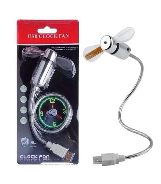 Epakket USB Gadget Mini Esnek LED Işık Fan Saat Masaüstü Saat Soğuk Gadgets Zaman Display195H330W229N5007818