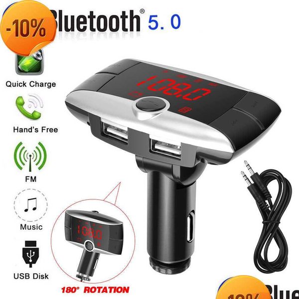 Carro Outros Auto Eletrônicos Nova Luz Vermelha Widesn Bt01 Bluetooth Mp3 Player Mãos Sem Fio Transmissor FM Adaptador de Rádio Carregador Usb Drop Dhfob