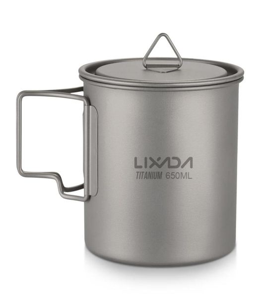 Lixada Tazza da esterno ultraleggera in titanio Tazza da campeggio portatile da picnic Tazza da acqua con manico pieghevole 300 ml 350 ml 550 ml 650 ml5045588