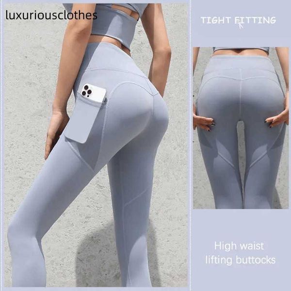 Pantaloni attivi Lu Leggings da yoga a vita alta Donna Push-up Fiess Soft Lululy Lemenly Align Elastic Hip Lift Pantaloni sportivi a forma di T Running Training Lady Ll826 Legging 2024