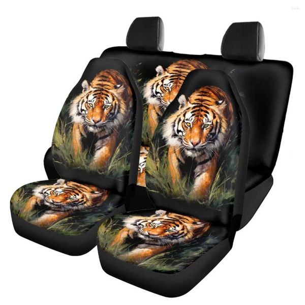 Capas de assento de carro Tiger 3D Impressão Universal Tecido Adequado para a maioria dos acessórios de van de caminhão suv Interior fácil de instalar