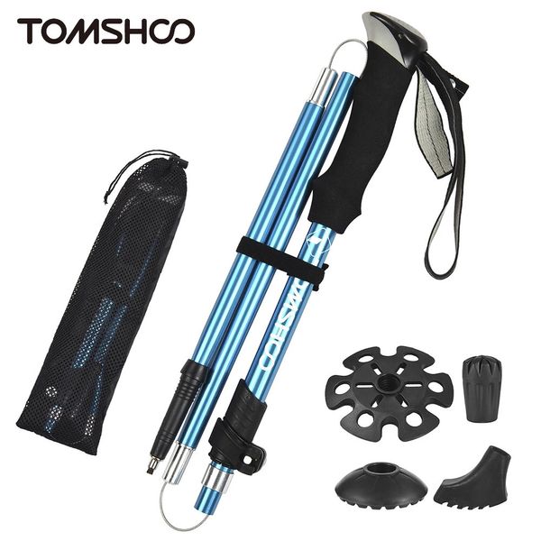 Tomshoo Tırmanma Çubuğu Trekking Pole Ultralight Katlanabilir Trekking Pole Yürüyüş için 5 kat baston Dağcılık 240306