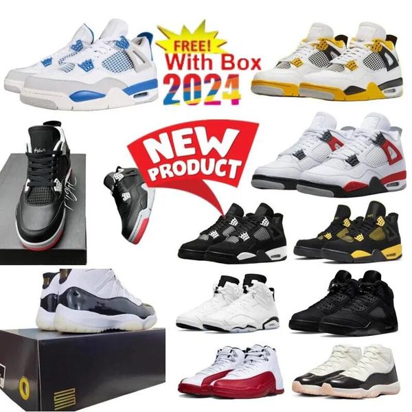 Gezüchtete neu gestaltete 4s weiße Donner schwarze Katze 5S DMP Basketballschuhe Militärblau 4 Dankbarkeit Olive 1 Angst Aqua Playoffs Rote Männer Frauen 2024 New Low Space Jam Jam