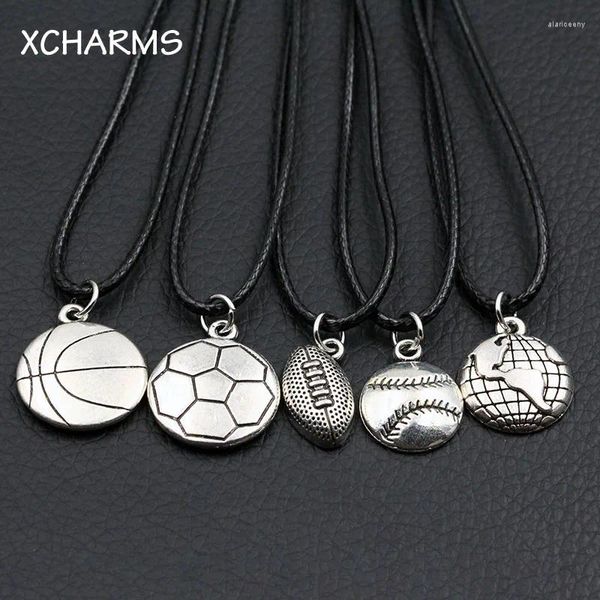 Anhänger Halsketten Initiale Halskette Basketball Fußball Fußball Leder Modeschmuck Für Frauen Freundin Geschenk