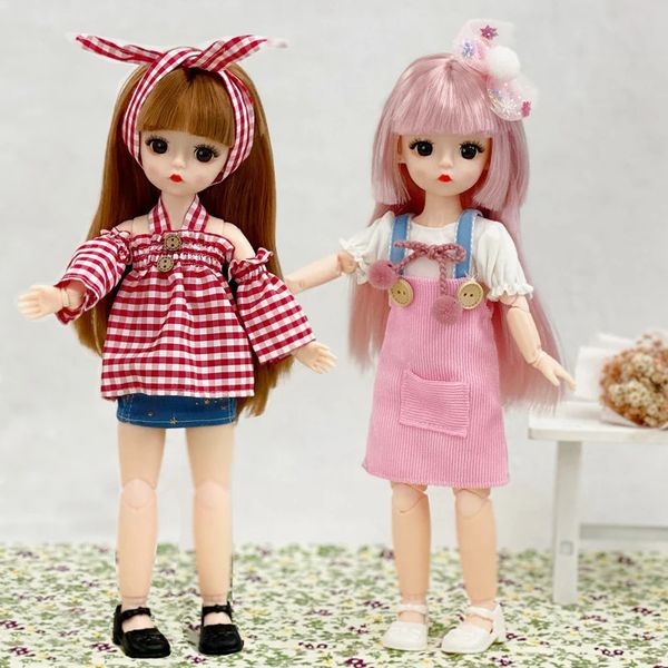 Bambole da principessa da 30 cm o vestiti per bambole 3D Real Eyedress Up Girl Regalo di compleanno Giocattolo 16 Bjd 240304