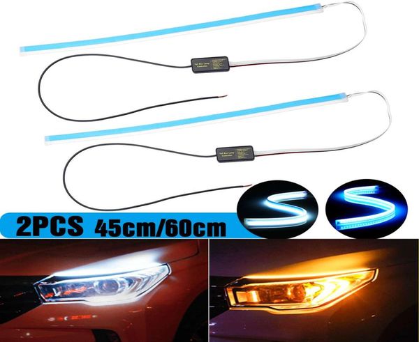 LONGFENG LF56 Flessibile Auto DRL Segnale di svolta in esecuzione Bianco Ambra LED Barra scorrente Silicone Luce di marcia diurna Faro Striscia5148291