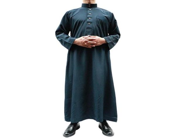 Abbigliamento etnico Islam Abaya Uomo Abiti musulmani Caftano Pakistan Arabia Saudita Manica lunga Roupas Masculinas Caftano Robe Abayas Ropa 9028954