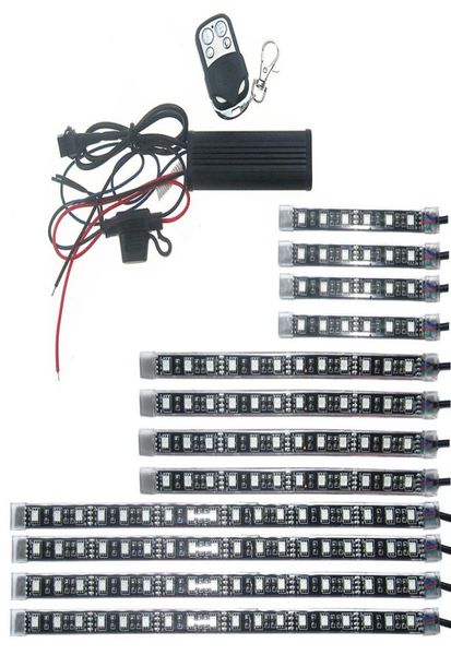 3 Boyutlar 12 LED Şeritler 18 Renk RGB LED Knight Rider Aydınlatma Kiti Motosiklet Bisiklet LED LIGHITNG9931302