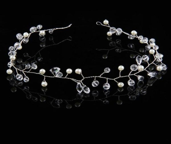 Scintillanti oro argento gioielli per capelli cristallo perle finte diademi fasce per capelli per la sposa festa di nozze corone fasce brillanti strass H7089152