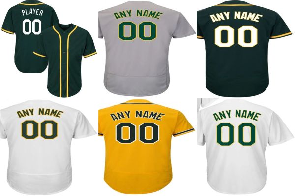 Özel Erkek Kadınlar Gençlik Oakland'''hletics'''jersey Ucuz Herhangi bir İsim No. White Gri Altın Yeşil Beyzbol Formaları Boyutu XS-6XL