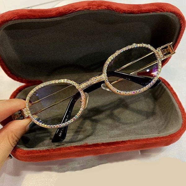 Luxuriöse Diamant-Sonnenbrille, trendige ovale Brille, feine Verarbeitung und angenehmes Tragegefühl, modische Urlaubs-Strand-Sonnenbrille263r