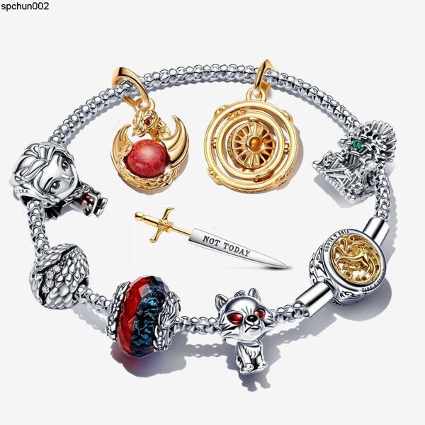 Novas vendas quentes designer charme pulseiras para mulheres 925 colar de prata esterlina diy caber pandora brincos jogos de tronos pulseira conjunto de jóias presente com caixa 9s9r