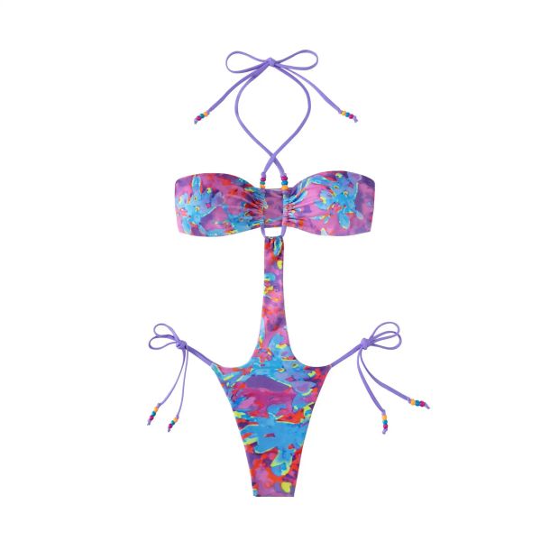 Costume da bagno sexy costume intero bikini a vita alta stampa costume da bagno stile europeo costume da bagno donna