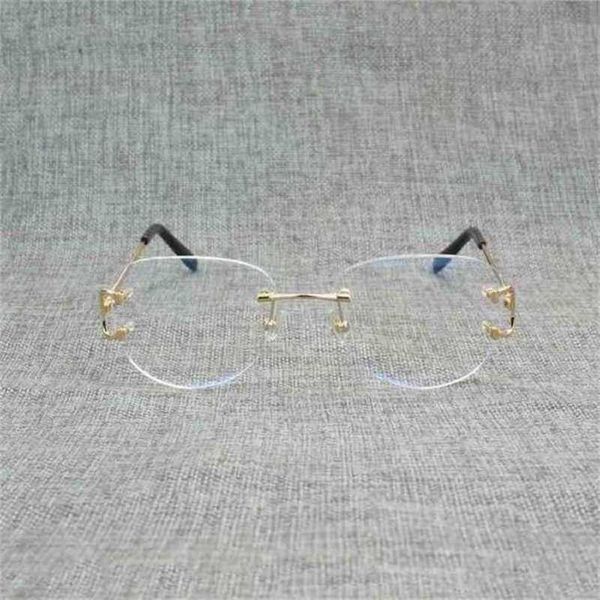2024 Luxus -Designer Top Designer Vintage Randless Square Clear Brille Männer Oval Draht Brillen optische Metallrahmen Übergroße Brillen Frauen lesen Oculoskajia
