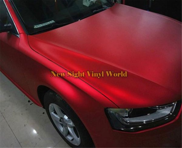 Hochwertige matt satinierte Chrom-Rot-Vinyl-Autoaufkleber, Wrap-Folie, Luftpolsterfolie für die Fahrzeugverklebung, 152 x 18 m, Rolle 6184274