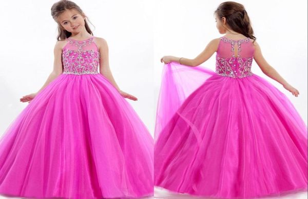 Rosa Girl039s Festzugskleider für kleine Mädchen, voller Rock, langer Tüll, Kinderpartykleid, Geburtstags-Abschlussballkleid, nach Maß 4191833