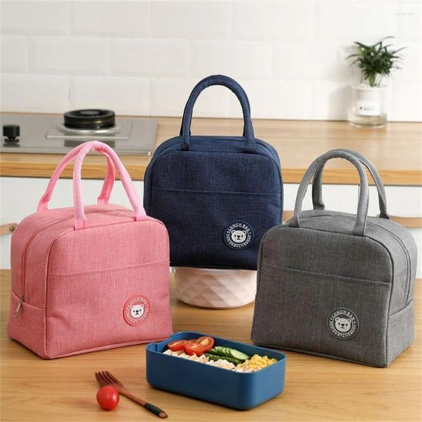 Stoviglie Borsa per il pranzo portatile Scatola termica isolata Tote Cooler Borsa Bento Pouch Borse per la conservazione del contenitore per la cena per bambini Donne