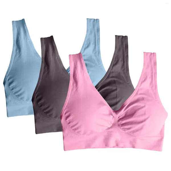 Bras Setler Kadın Seksi Seksi Budier Sports Sütun Sold Color Yumuşak Rahat Paket 3 iç çamaşırı set eğitim iç çamaşırı kadın