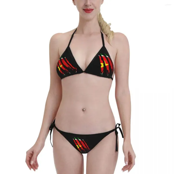 Damen-Bademode, sexy Triangel-Bikini, Guadeloupe, Anime-Bikini, bedruckt, hochwertiger Tanga im Vintage-Stil