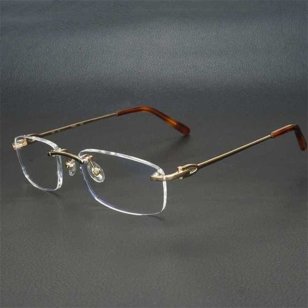 2024 Designer di lusso OFF per occhiali da sole designer di lusso Metal Square Clear Frames Uomini Donne senza cerchio Strama ottica Spettacoli occhiali per computer 9011