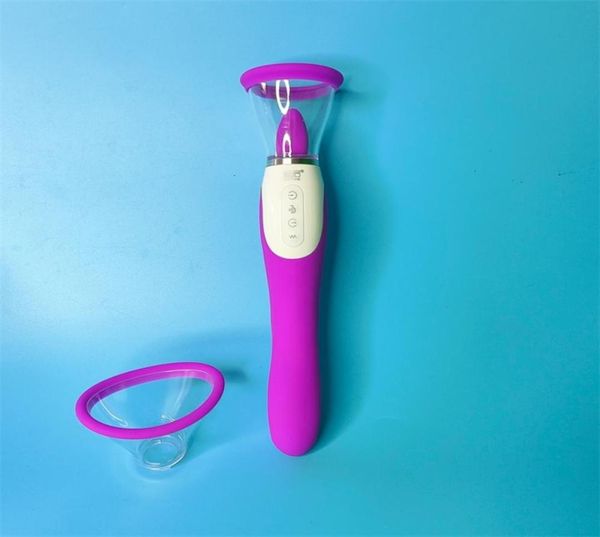 Massaggiatore giocattolo del sesso Ventosa per capezzoli in silicone Clitoride Succhiare Leccare la lingua Riscaldamento Dildo Giocattoli vibratori per la donna2744433