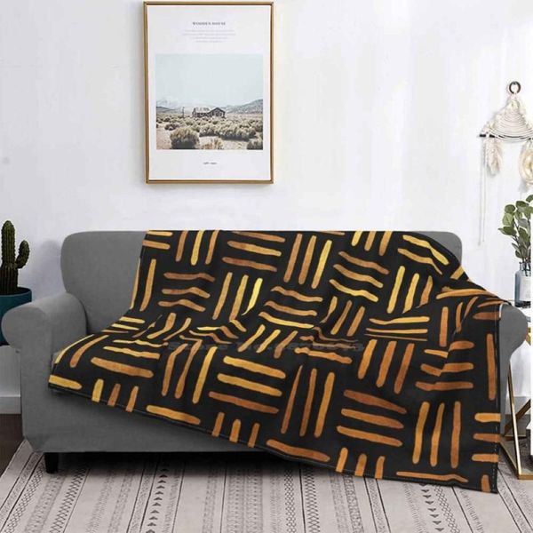 Cobertores tecem preto e dourado Chegada de moda de flanela de flanela de lazer de lazer de pano de barro de lama de pano africano Mali BOGOLAN BO158C