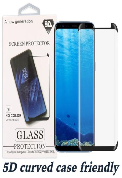 5D Full Curved Displayschutzfolie für Samsung S10 PLUS S10 Note 10 S20 Plus Hüllenfreundliches gehärtetes Glas für Samsung S9 Schutzfolie Fi2384342