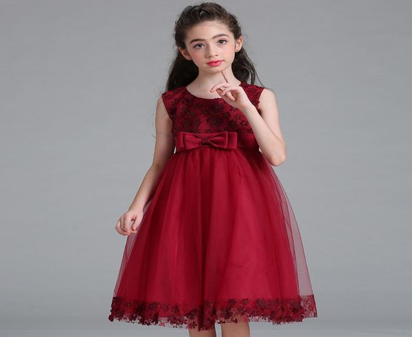 Europa américa crianças moda roupas bebê menina vestido de princesa vinho tinto listra sem mangas vestidos de cauda de andorinha para criança menina child3497321