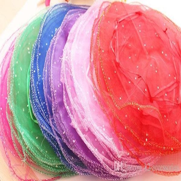 500 pz Cerchio Diametro 26 cm Sacchetti di gioielli in organza multicolore Sacchetti regalo in voile di nozze di lusso con coulisse Confezione di gioielli Natale 266u