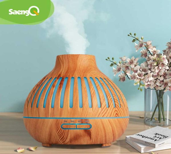 saengQ Diffusore di aromi Umidificatore elettrico Ultrasuoni 400ML Olio essenziale Telecomando LED Freddo Mist Maker Fogger 2107244995181