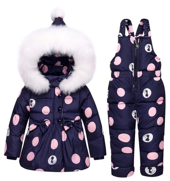 Abito invernale russo per bambini Bambina Piumino d'anatra Cappotto e pantaloni 2 pezzi Set di abbigliamento caldo Abbigliamento termico per bambini Abbigliamento da neve L4535441