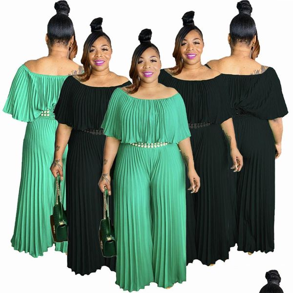 Damen Jumpsuits Strampler 4Xl 5Xl Übergroße Jumpsuits Strampler Für Damen Große Plissee Fledermausärmel Hohe Taille Eleganter Abend Pa Dhw4H