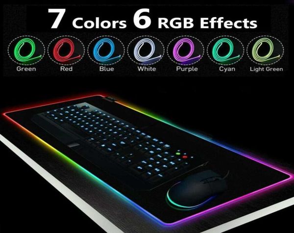 Oyun RGB LED Mouse Pad Yumuşak Kauçuk USB Kablolu Aydınlatma Renkli Mousepad Aydınlık Oyun Klavye Fareleri MAT PC Bilgisayar Dizüstü Bilgisayar LJ20553316