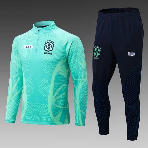 È possibile stampare il set personalizzato di uniformi da allenamento della squadra nazionale brasiliana in materiale ad asciugatura rapida a maniche lunghe 240306