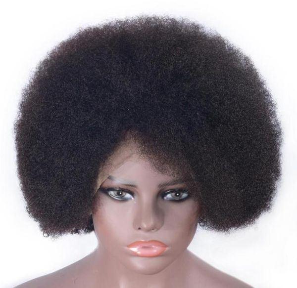 Parrucche per capelli umani ricci afro crespi 13x6 Parrucca anteriore in pizzo brasiliano per capelli Remy Pre pizzicata con i capelli del bambino15458802506041