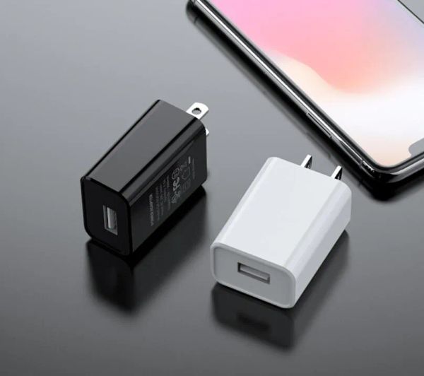 Spina americana certificata UL FCC 5V 1A 2A Caricatore rapido USB Caricatore da muro da viaggio Adattatore di alimentazione per telefono cellulare per iPhone Samsung Nero Bianco ZZ