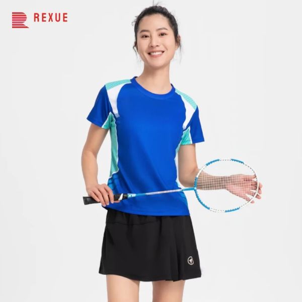 Camiseta nova camisa de badminton feminino criança tênis mesa manga curta t respirável luz camisa golfe 2023 roupas treinamento ping pong