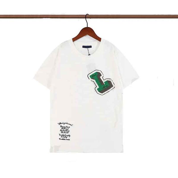 2024L Лето Париж Мужские футболки дизайнерская футболка роскошная флокированная футболка с надписью Футболка Классическая мода Белые, черные, зеленые женские повседневные хлопковые футболки с короткими рукавами V