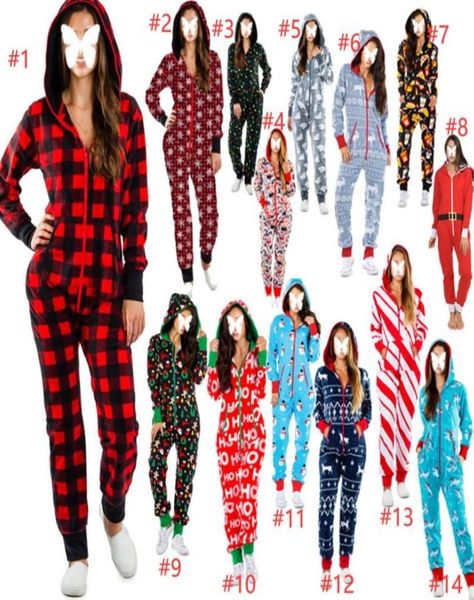 2022 Women039s Macacões Outono Inverno Botão Adulto Mulheres Dos Desenhos Animados Natal Pijama Pijama Impresso Manga Longa Onesie Macacão4760329