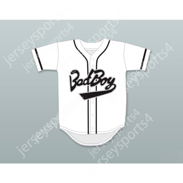 BIGGIE SMALLS 10 BAD BOY JERSEY DE BEISEBOL BRANCO costurado