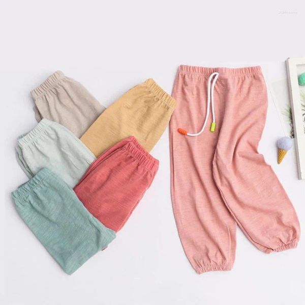 Calças 2024 bambu conjunta algodão bloomers calças para meninos meninas harem primavera e verão cor sólida crianças roupas 1-5 y