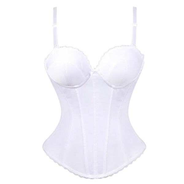 Camis White Wedding Strap Corset Bustier Bridal Overbust Corsets Women ET com copo Lingerie Waist Slimming Chancher Corset Roup