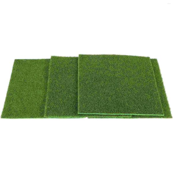 Tappeti 4 pezzi erba artificiale da giardino in miniatura prato fatato decorazione paesaggio fai da te X 15 cm (verde)