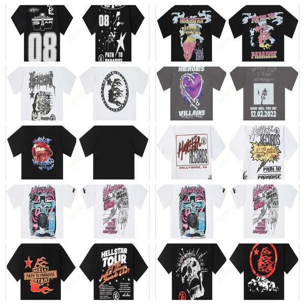 Hellstar designer camisetas camisetas gráficas roupas all-match roupas hipster tecido lavado Street graffiti Lettering foil print Vintage coloeful Solto encaixe kj