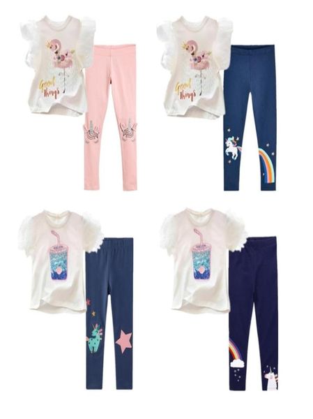 Duas peças crianças meninas roupas conjunto menina verão dos desenhos animados imprimir camiseta e calças leggings roupas 2 pçs 210803608599