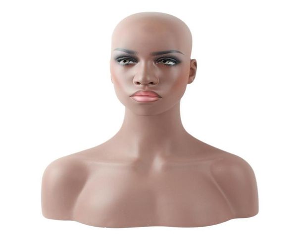 Realista feminino preto afroamericano fibra de vidro manequim cabeça busto para peruca rendas e exibição jóias ems 211q6258091