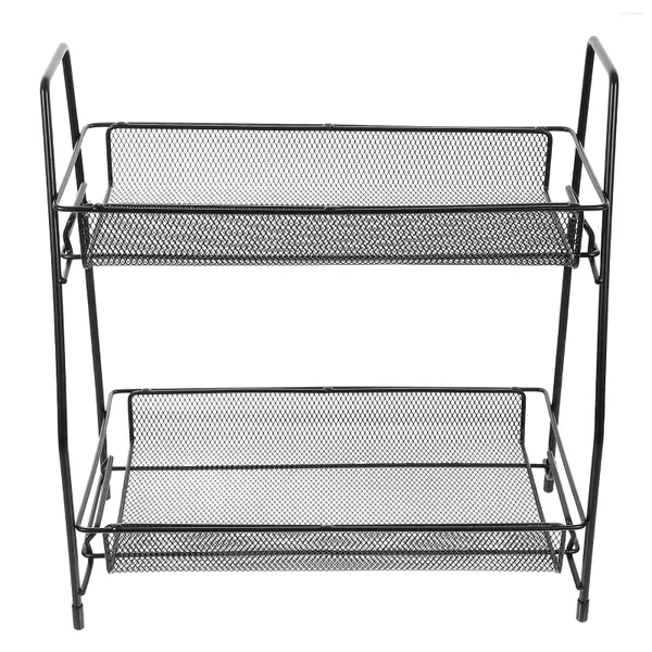 Organizador de metal de 2 camadas para armazenamento de cozinha, rack autônomo para jarras, porta-utensílios para garrafa de condimentos