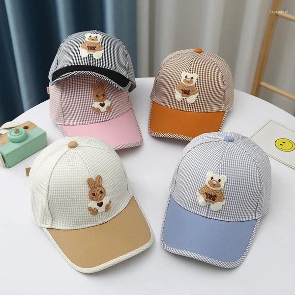 Бейсбольные кепки, детская бейсболка, летняя регулируемая бейсболка с милым медведем для маленьких девочек и мальчиков, хлопковые солнцезащитные шапки для детей 5-8 лет