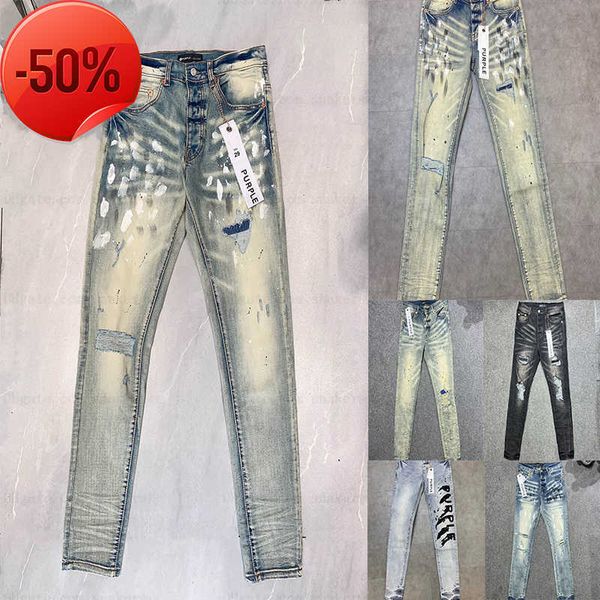 jeans viola firmati taglia grande 40 uomo donna viola jeans di marca pantaloni dritti streetwear pantaloni in denim moda uomo multicolore punk pant mens jeans hiphop PL PE